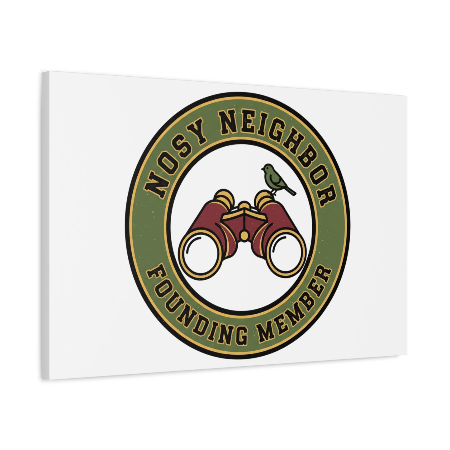 Nosy Neighbor Binoculars Logo Canvas — Retro Birding Art | Grandpa Core Country Core | Flipped Stitch