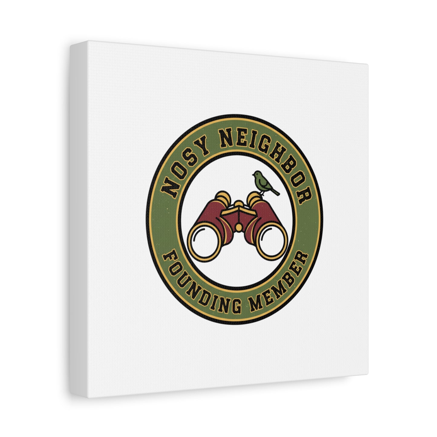Nosy Neighbor Binoculars Logo Canvas — Retro Birding Art | Grandpa Core Country Core | Flipped Stitch