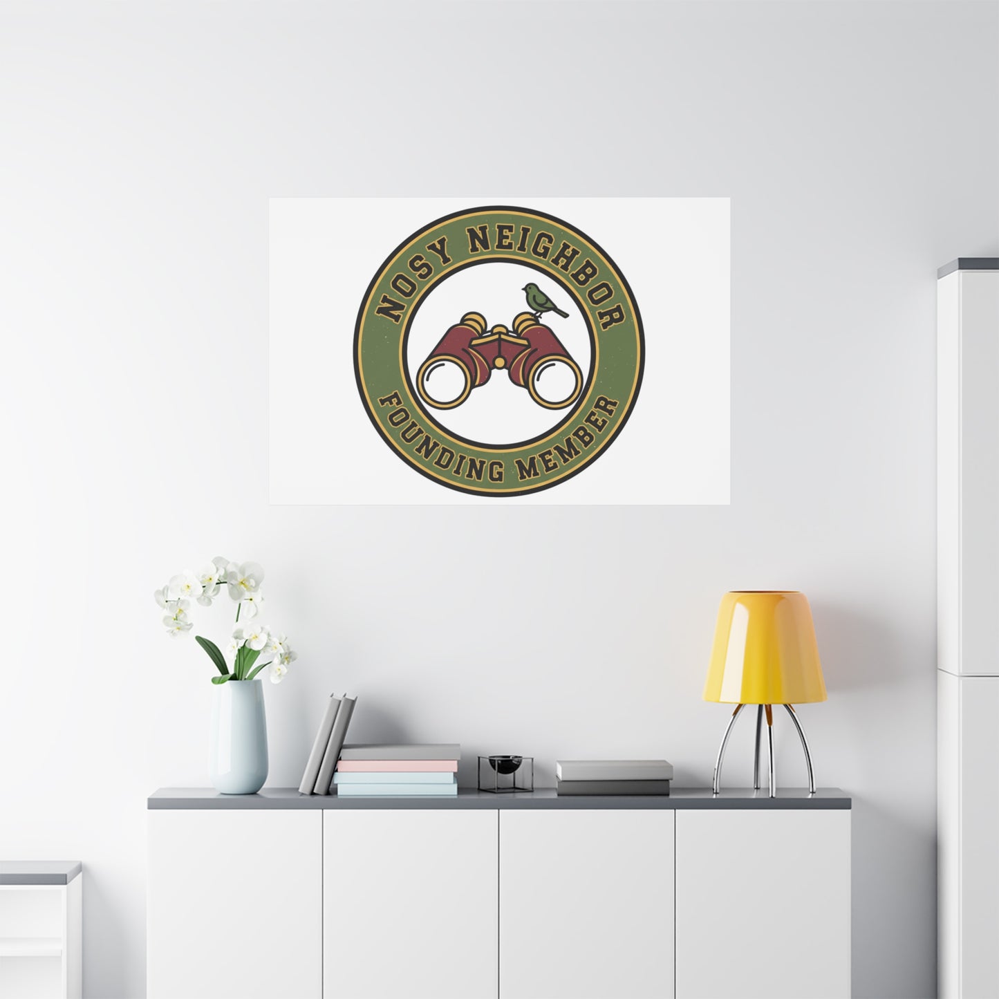 Nosy Neighbor Binoculars Logo Canvas — Retro Birding Art | Grandpa Core Country Core | Flipped Stitch