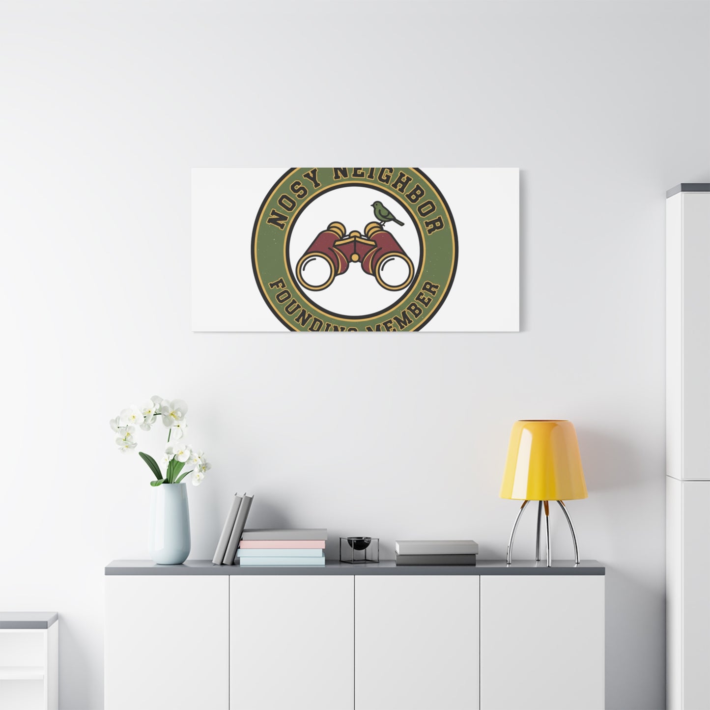 Nosy Neighbor Binoculars Logo Canvas — Retro Birding Art | Grandpa Core Country Core | Flipped Stitch