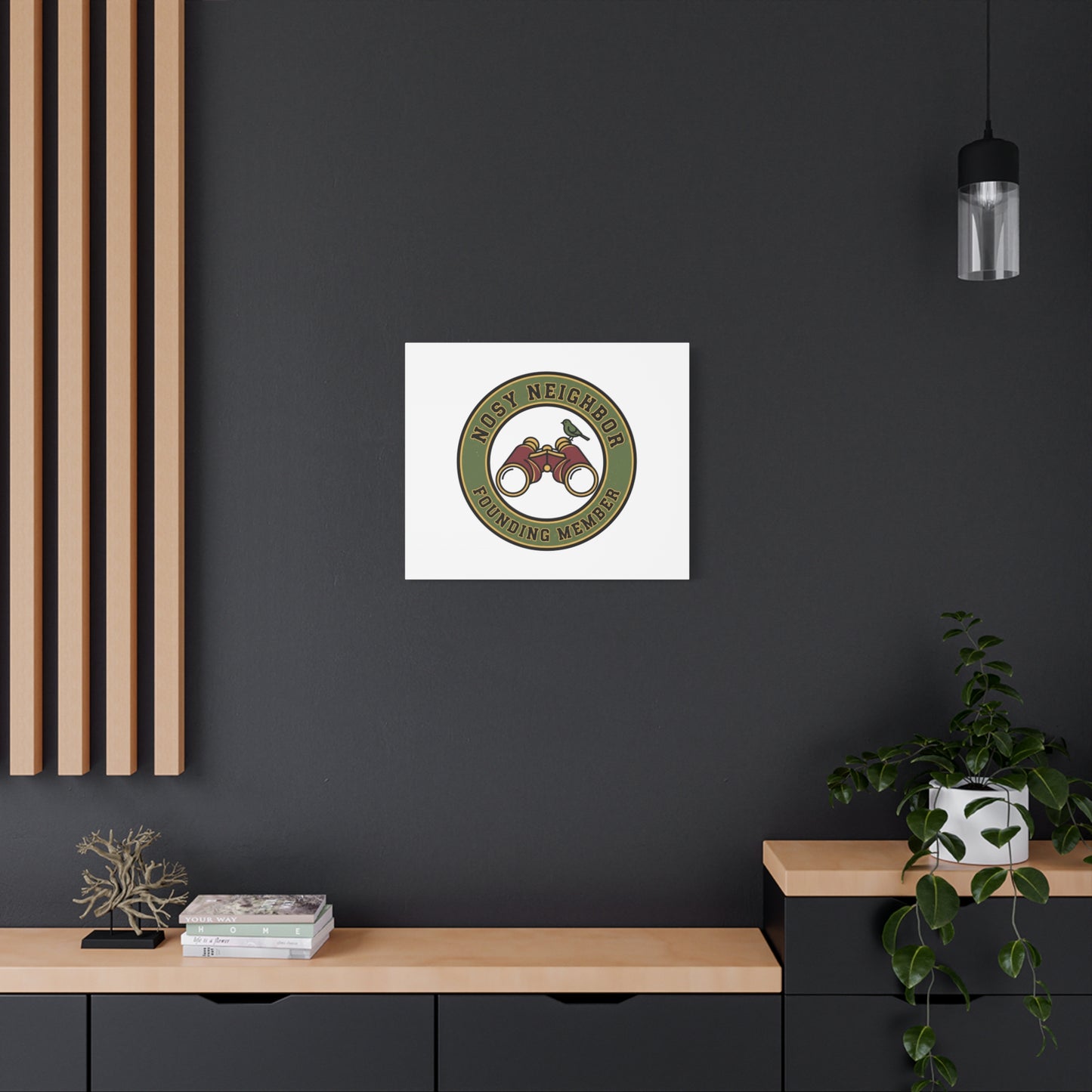 Nosy Neighbor Binoculars Logo Canvas — Retro Birding Art | Grandpa Core Country Core | Flipped Stitch