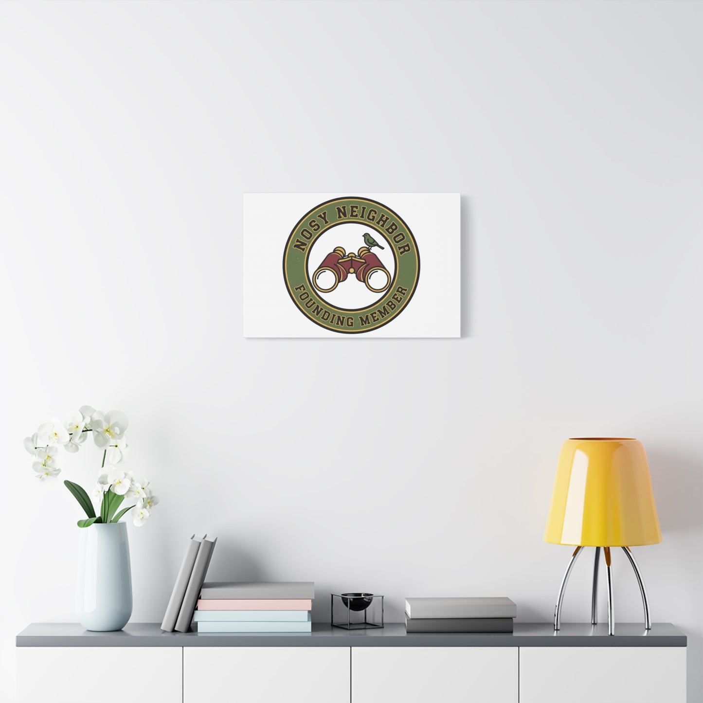 Nosy Neighbor Binoculars Logo Canvas — Retro Birding Art | Grandpa Core Country Core | Flipped Stitch