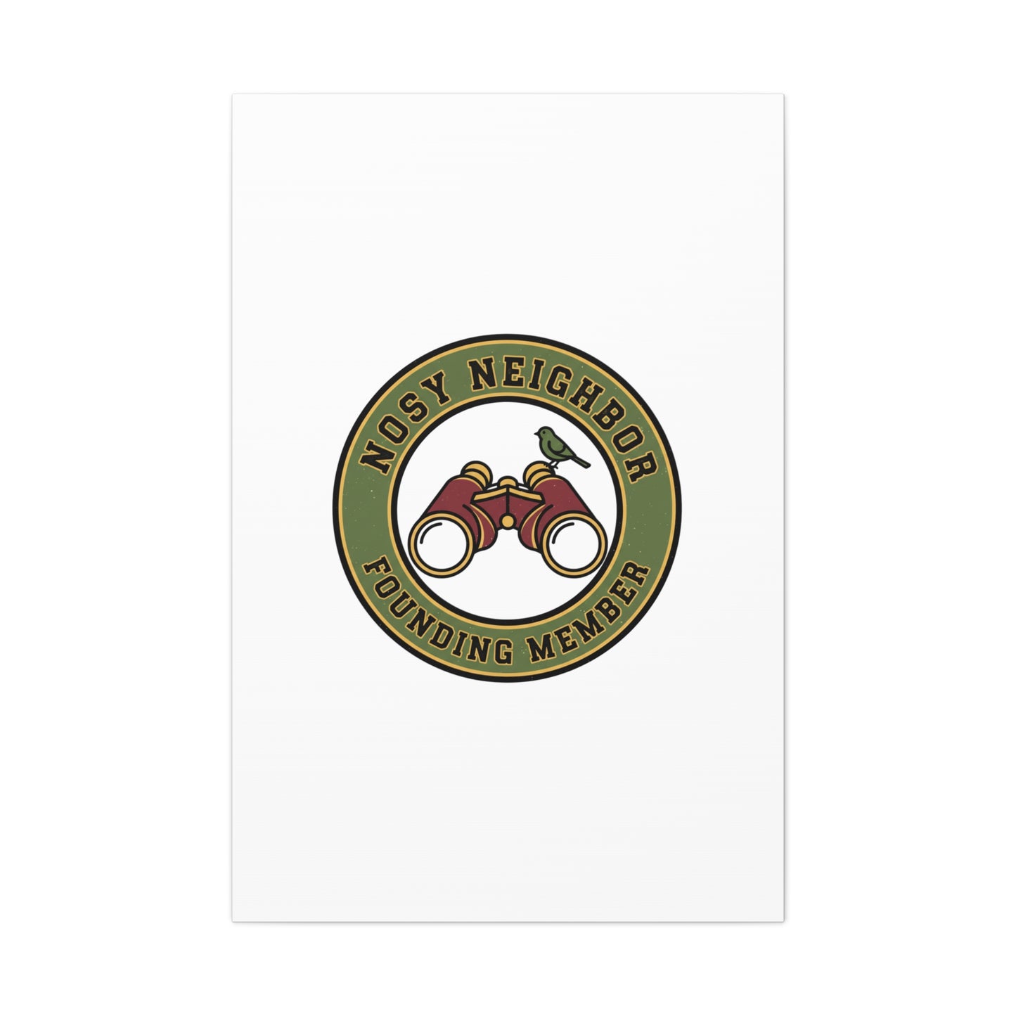 Nosy Neighbor Binoculars Logo Canvas — Retro Birding Art | Grandpa Core Country Core | Flipped Stitch