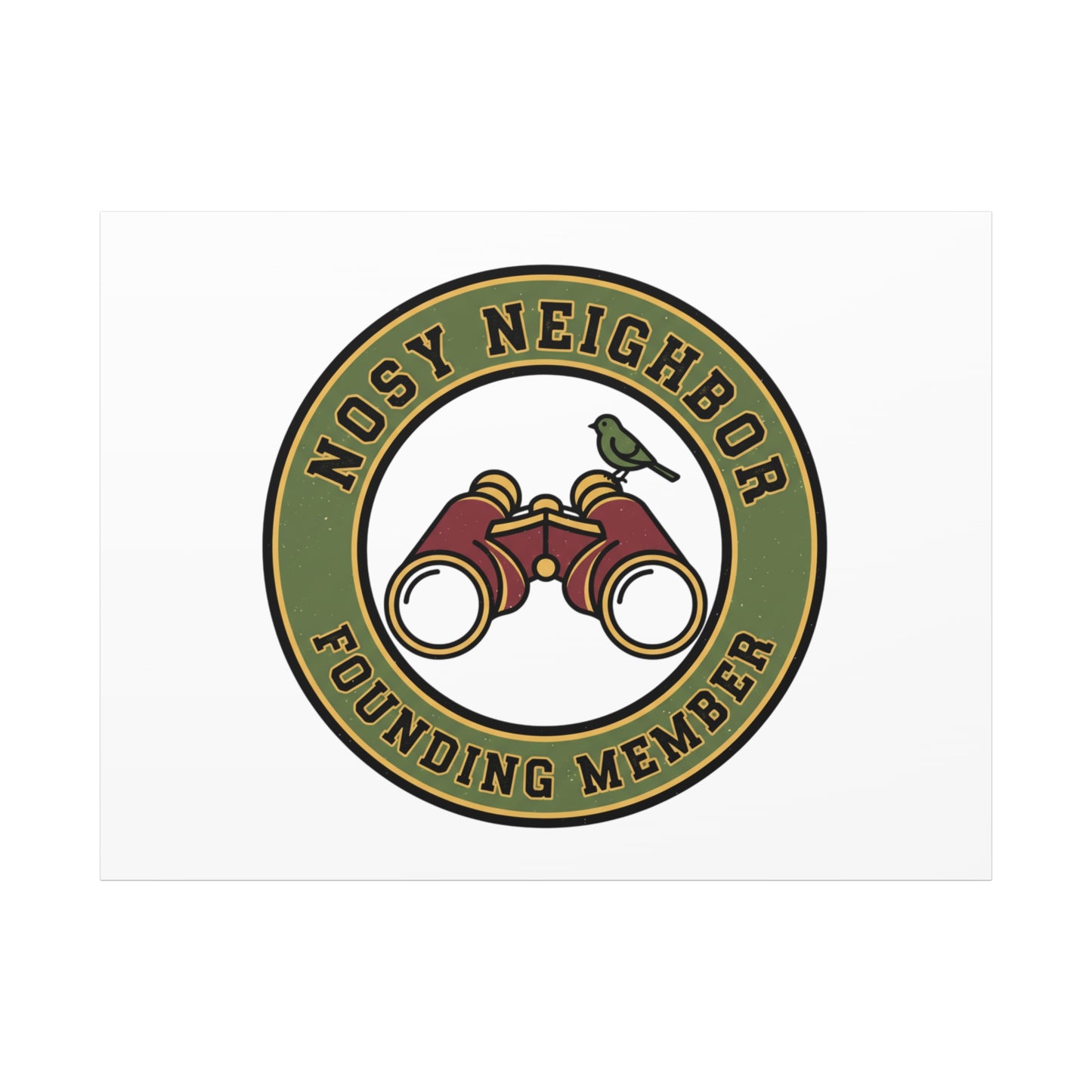 Nosy Neighbor Binoculars Logo Canvas — Retro Birding Art | Grandpa Core Country Core | Flipped Stitch