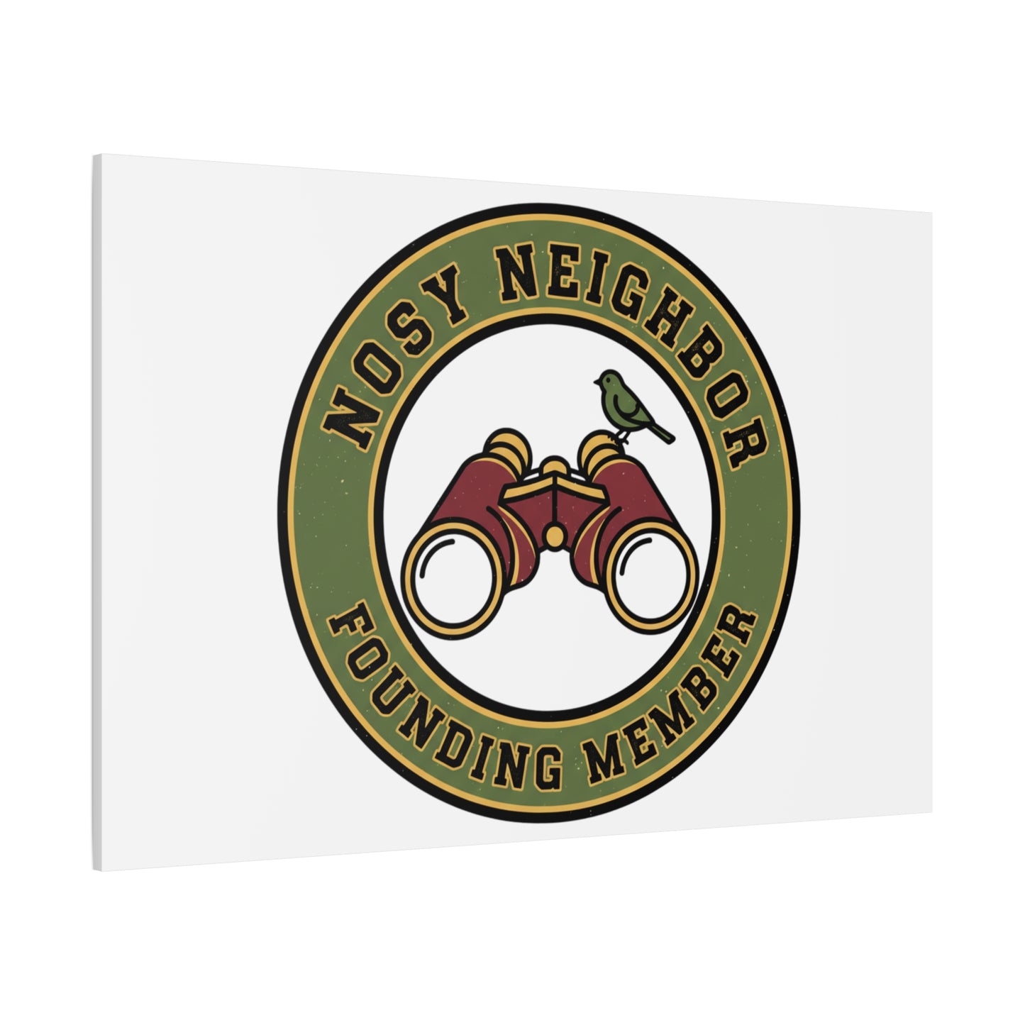Nosy Neighbor Binoculars Logo Canvas — Retro Birding Art | Grandpa Core Country Core | Flipped Stitch