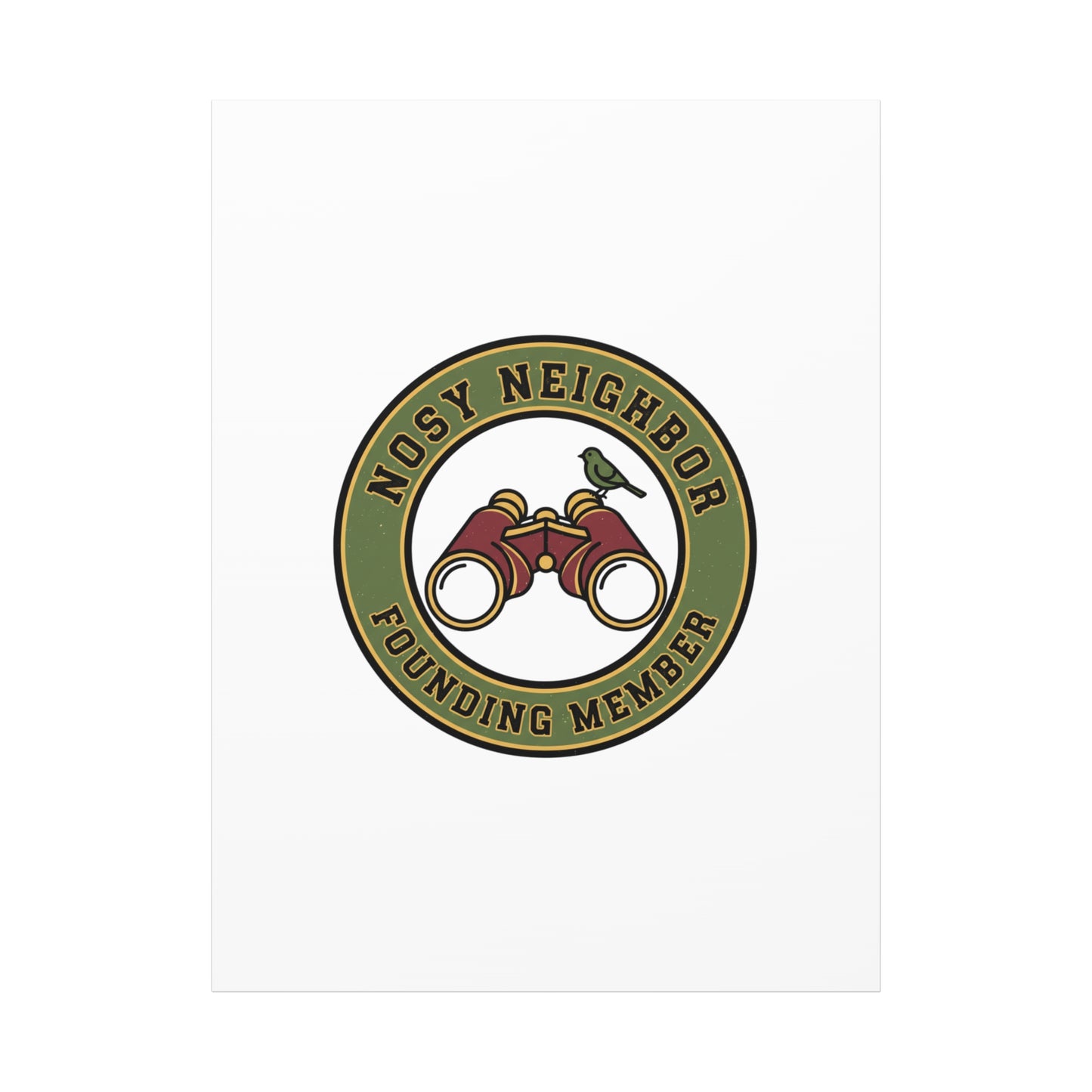 Nosy Neighbor Binoculars Logo Canvas — Retro Birding Art | Grandpa Core Country Core | Flipped Stitch