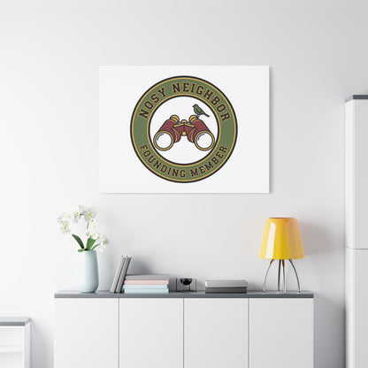 Nosy Neighbor Binoculars Logo Canvas — Retro Birding Art | Grandpa Core Country Core | Flipped Stitch