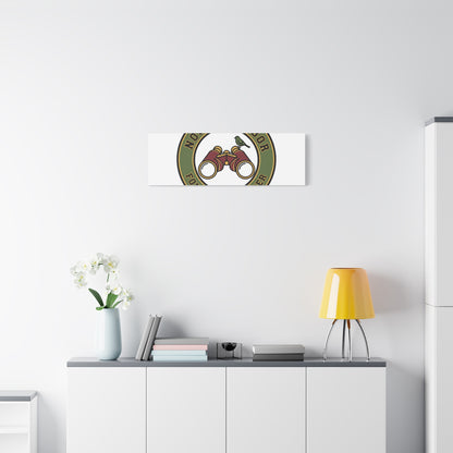 Nosy Neighbor Binoculars Logo Canvas — Retro Birding Art | Grandpa Core Country Core | Flipped Stitch