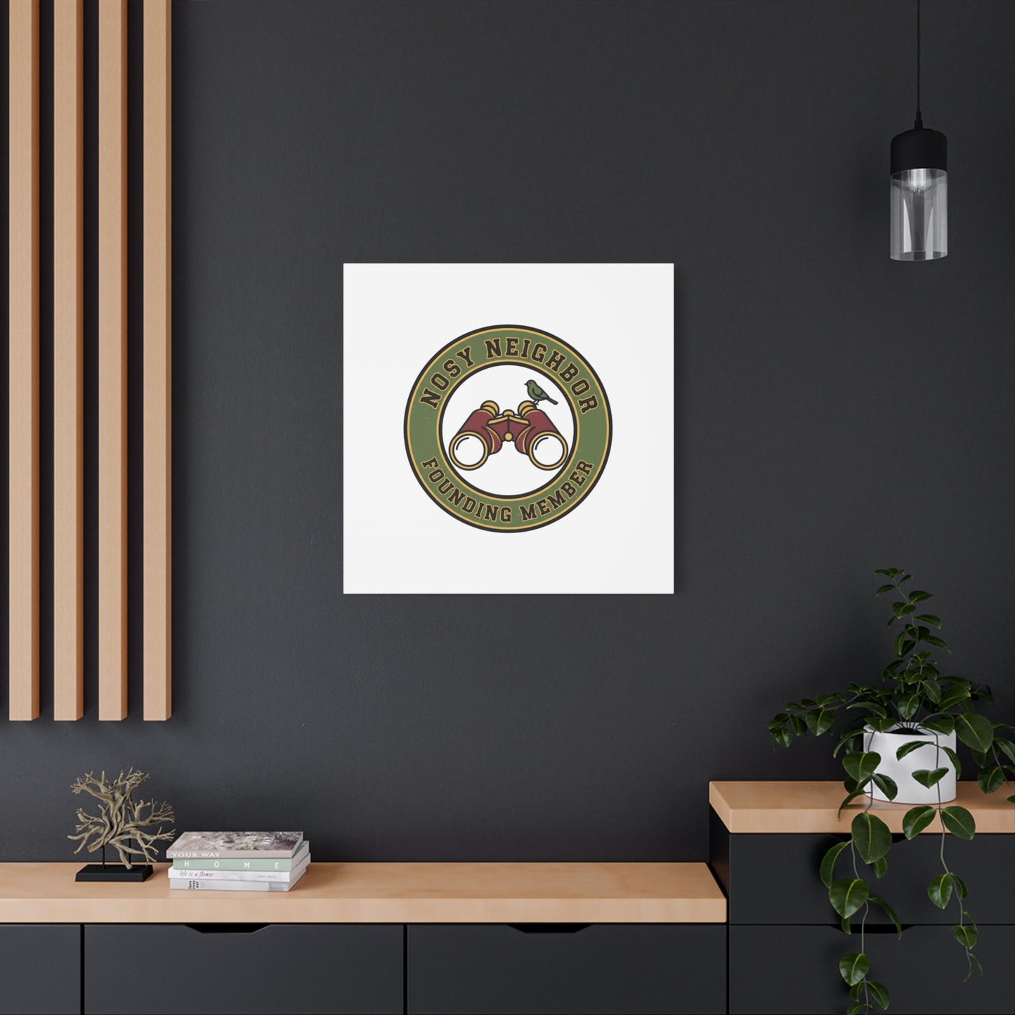 Nosy Neighbor Binoculars Logo Canvas — Retro Birding Art | Grandpa Core Country Core | Flipped Stitch