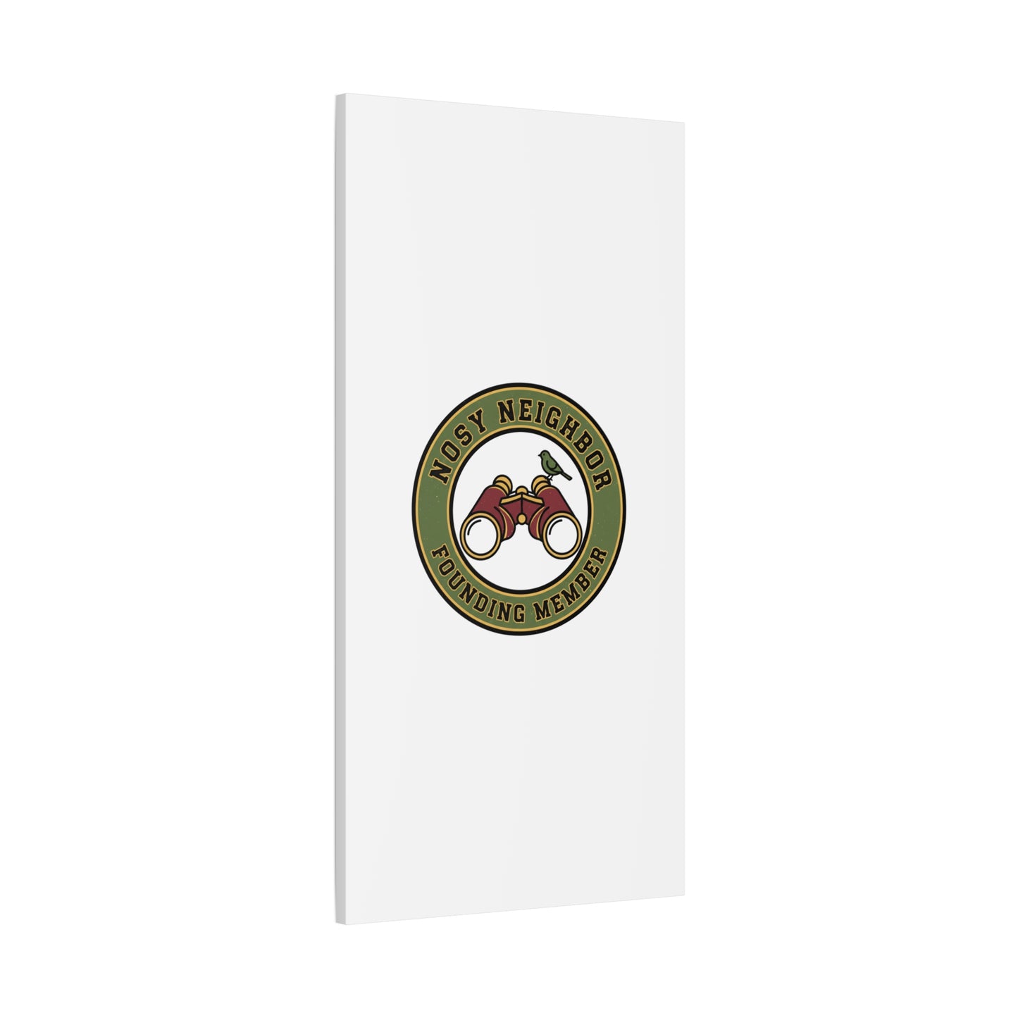 Nosy Neighbor Binoculars Logo Canvas — Retro Birding Art | Grandpa Core Country Core | Flipped Stitch
