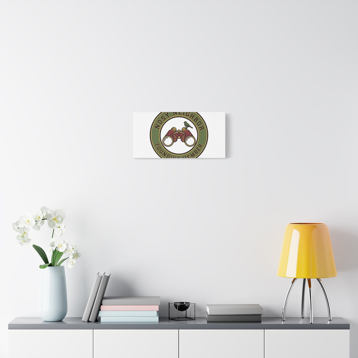 Nosy Neighbor Binoculars Logo Canvas — Retro Birding Art | Grandpa Core Country Core | Flipped Stitch