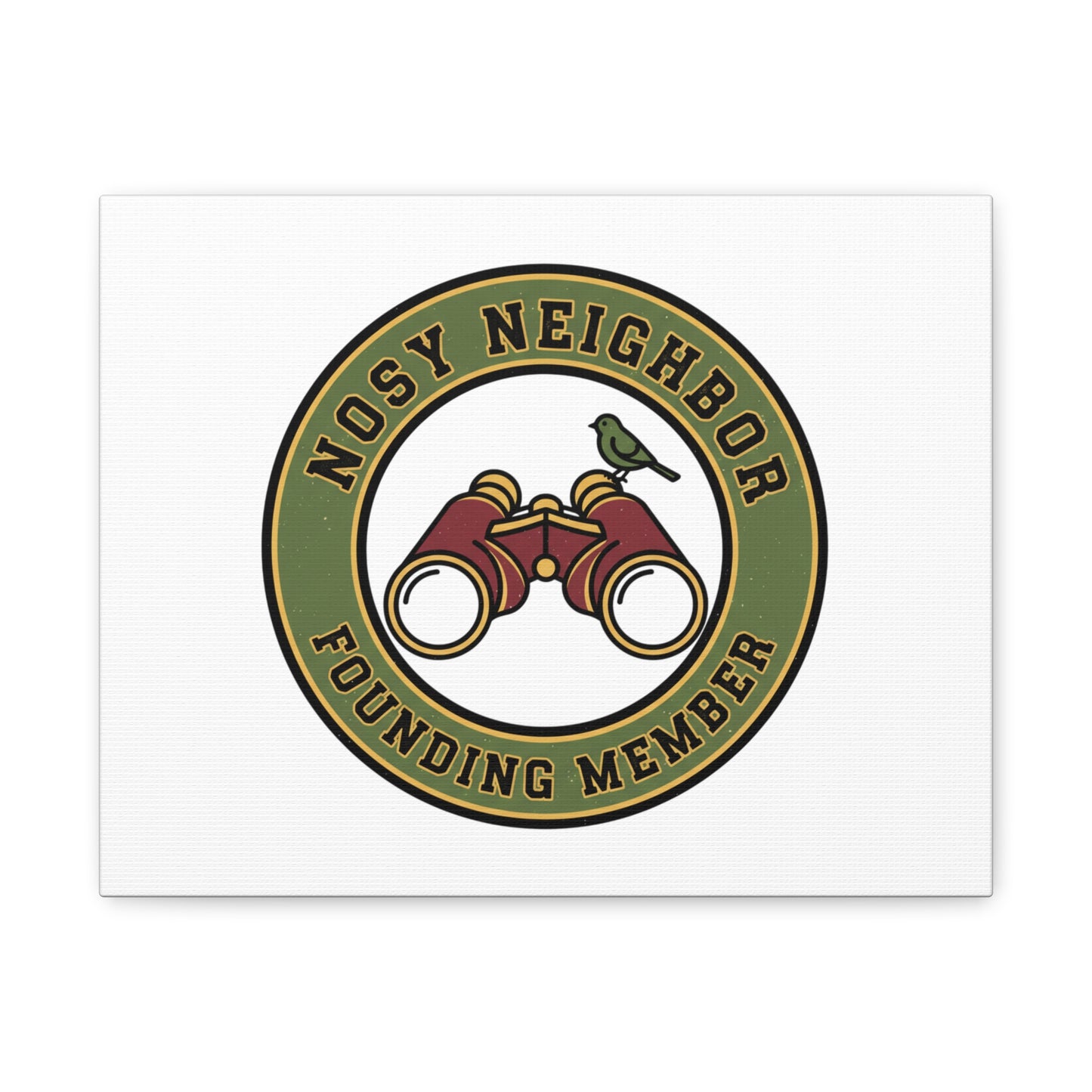 Nosy Neighbor Binoculars Logo Canvas — Retro Birding Art | Grandpa Core Country Core | Flipped Stitch