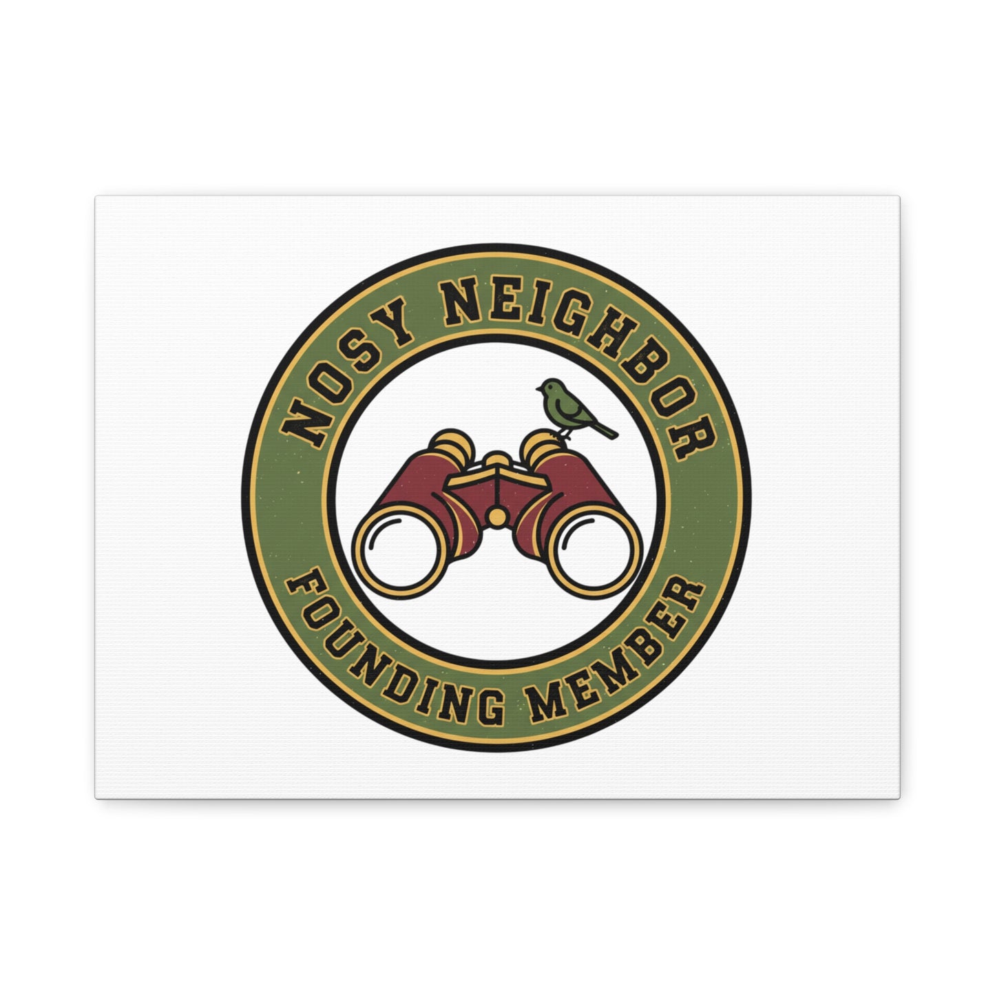 Nosy Neighbor Binoculars Logo Canvas — Retro Birding Art | Grandpa Core Country Core | Flipped Stitch