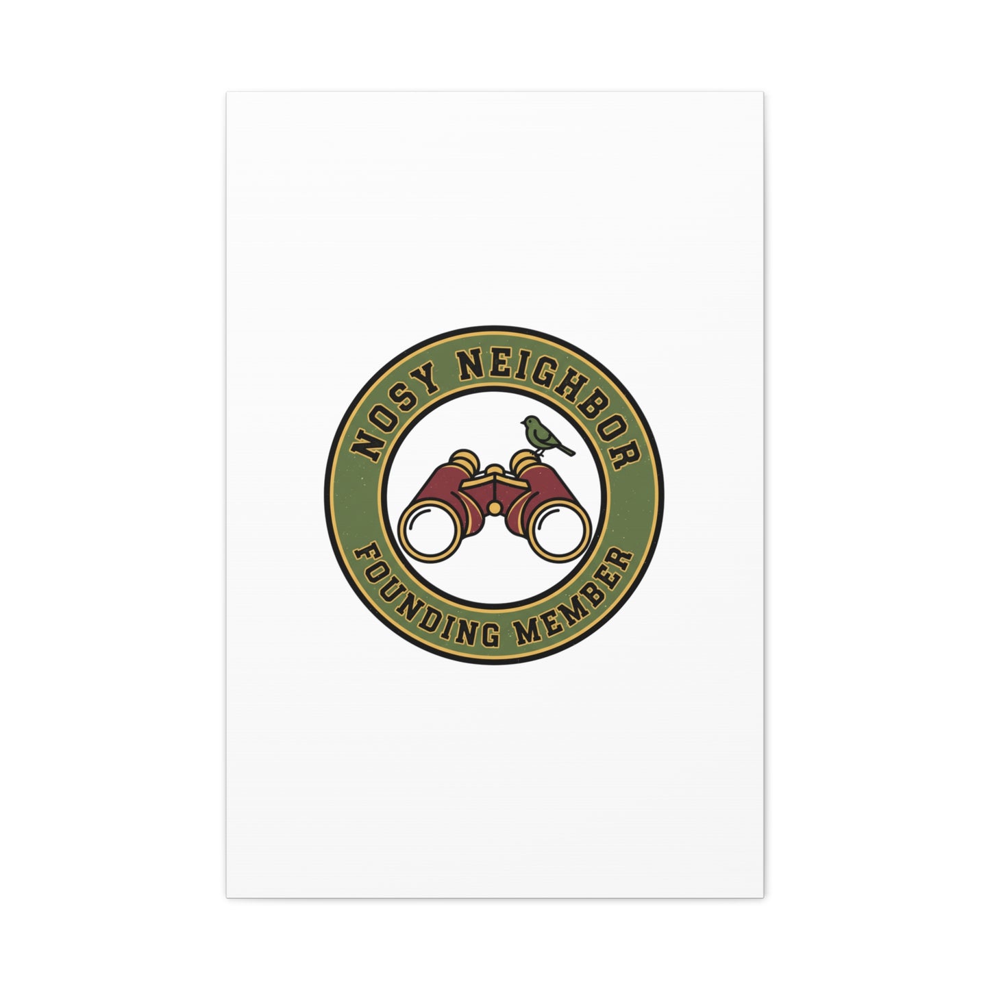 Nosy Neighbor Binoculars Logo Canvas — Retro Birding Art | Grandpa Core Country Core | Flipped Stitch