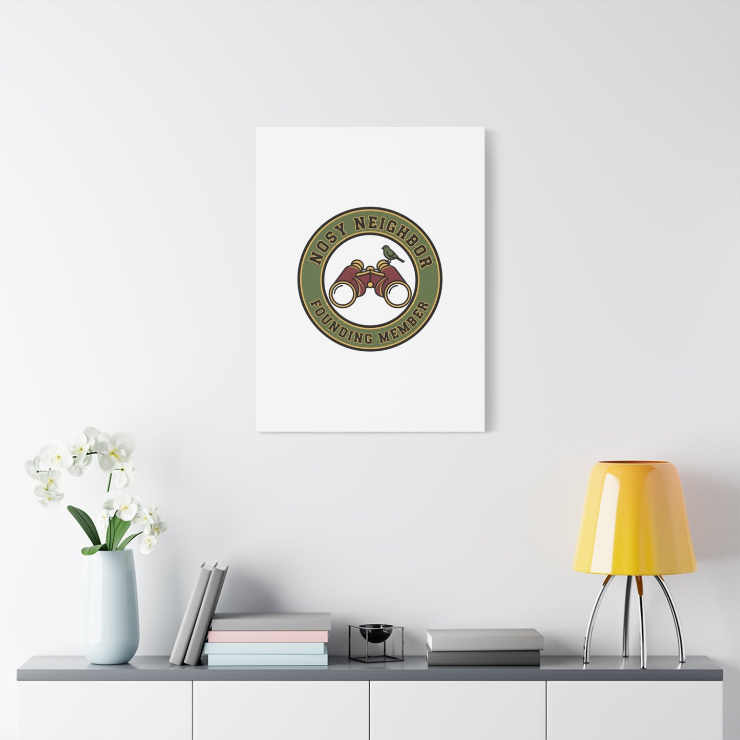 Nosy Neighbor Binoculars Logo Canvas — Retro Birding Art | Grandpa Core Country Core | Flipped Stitch
