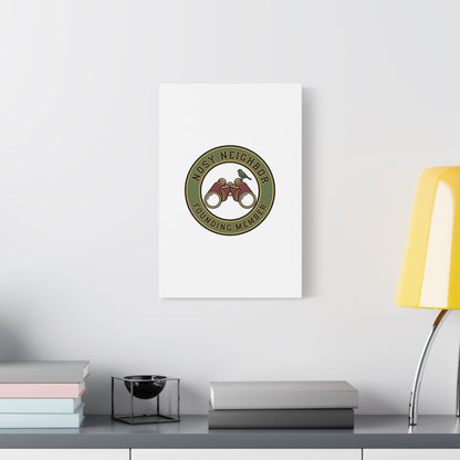 Nosy Neighbor Binoculars Logo Canvas — Retro Birding Art | Grandpa Core Country Core | Flipped Stitch