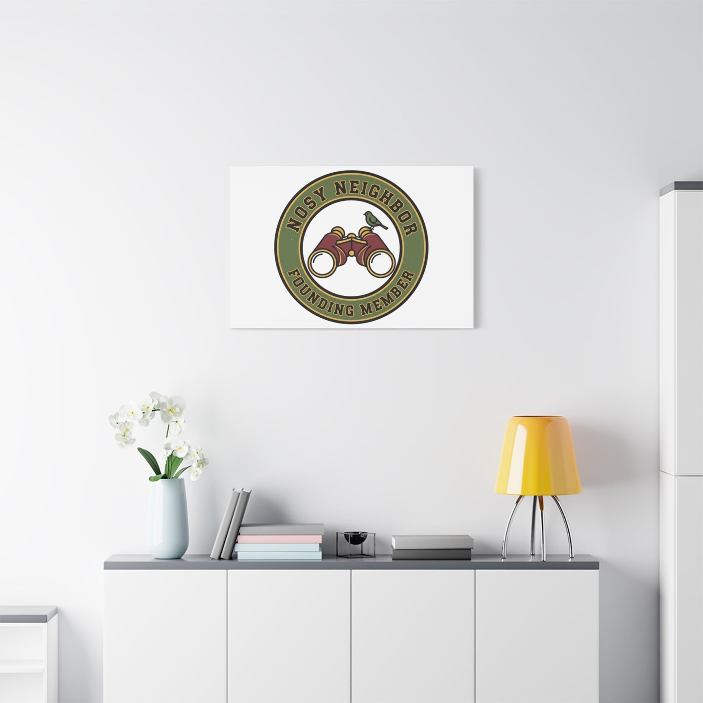 Nosy Neighbor Binoculars Logo Canvas — Retro Birding Art | Grandpa Core Country Core | Flipped Stitch