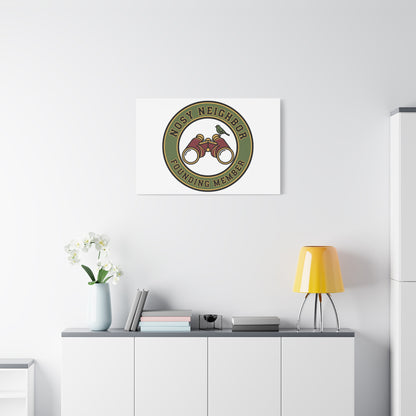 Nosy Neighbor Binoculars Logo Canvas — Retro Birding Art | Grandpa Core Country Core | Flipped Stitch