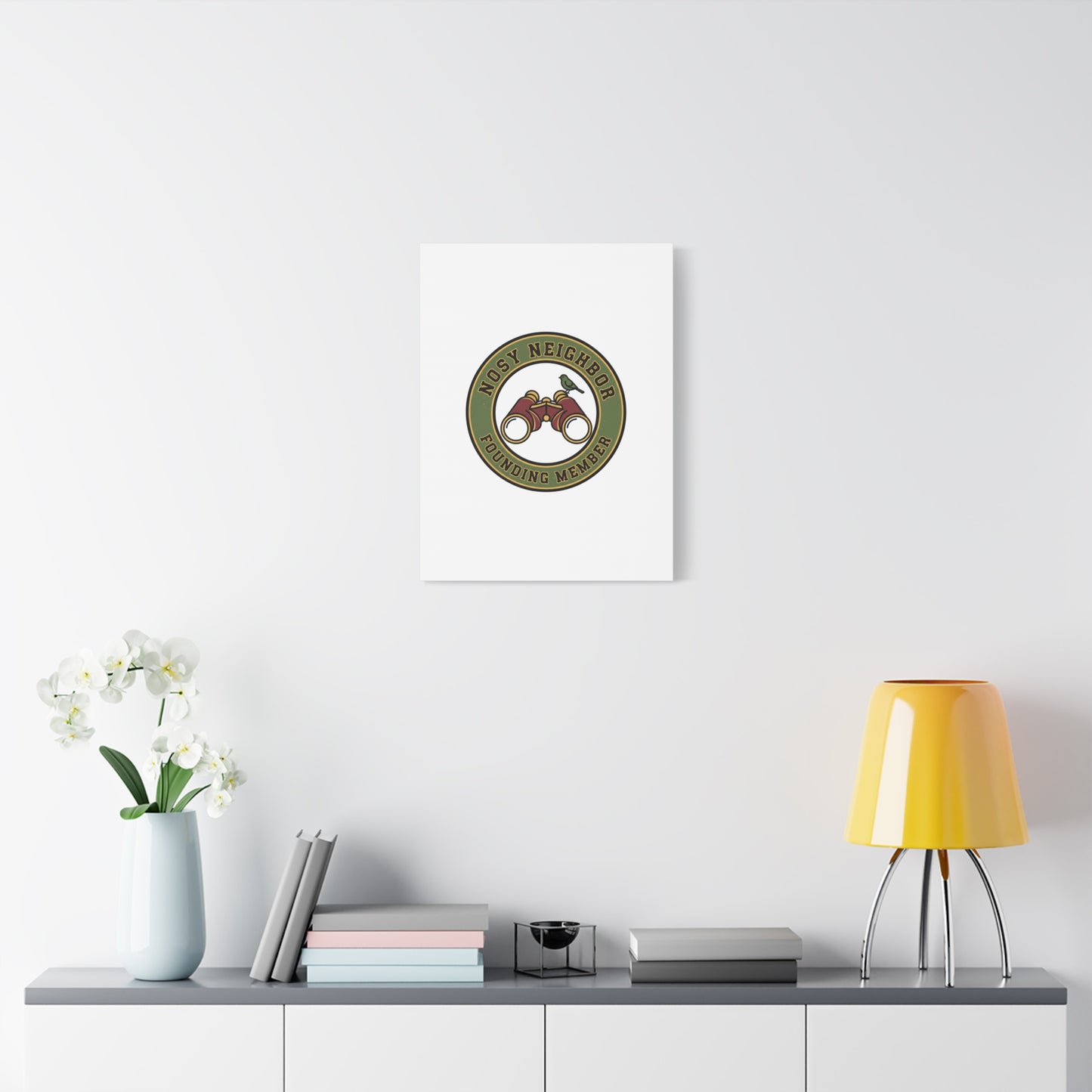Nosy Neighbor Binoculars Logo Canvas — Retro Birding Art | Grandpa Core Country Core | Flipped Stitch
