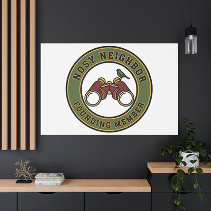 Nosy Neighbor Binoculars Logo Canvas — Retro Birding Art | Grandpa Core Country Core | Flipped Stitch