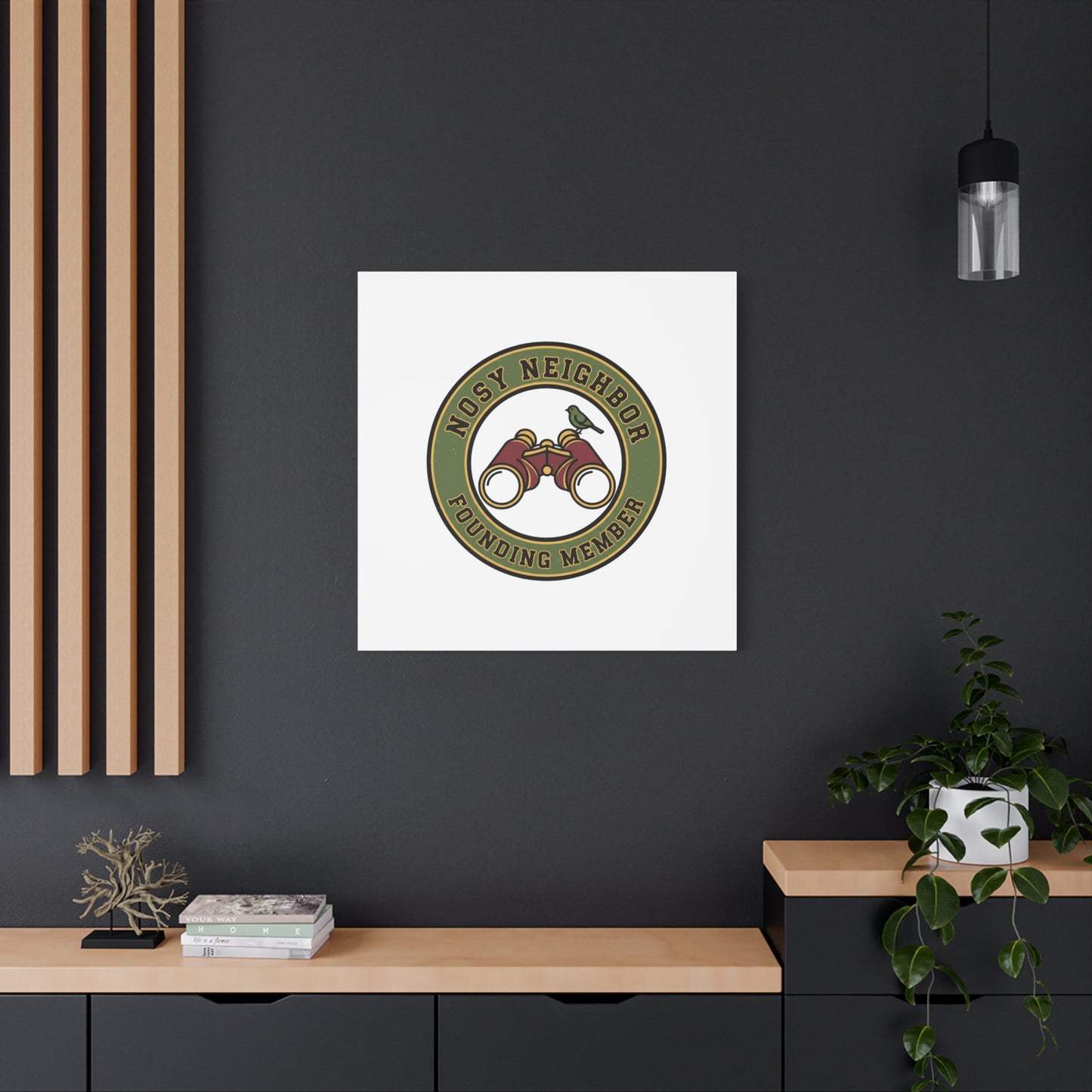 Nosy Neighbor Binoculars Logo Canvas — Retro Birding Art | Grandpa Core Country Core | Flipped Stitch