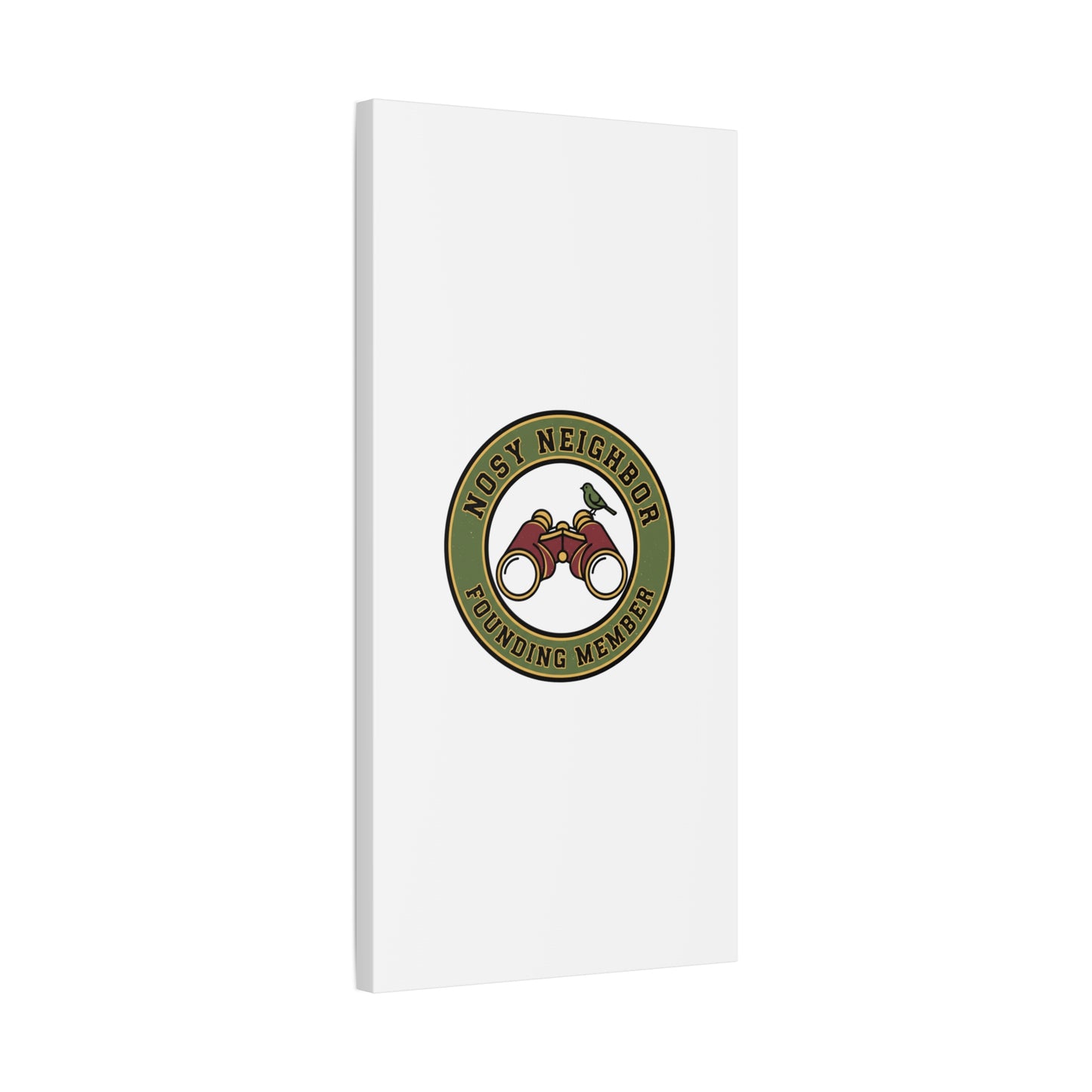 Nosy Neighbor Binoculars Logo Canvas — Retro Birding Art | Grandpa Core Country Core | Flipped Stitch