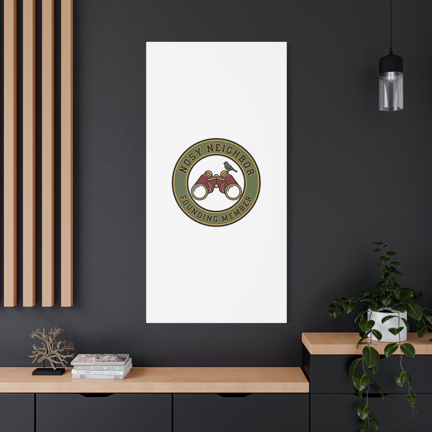 Nosy Neighbor Binoculars Logo Canvas — Retro Birding Art | Grandpa Core Country Core | Flipped Stitch