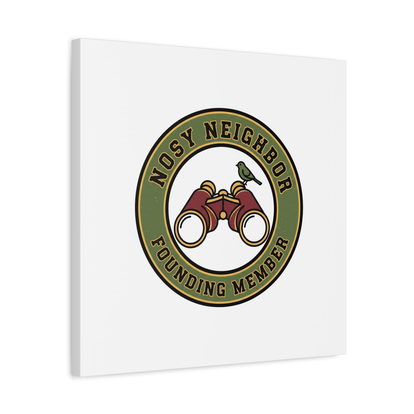 Nosy Neighbor Binoculars Logo Canvas — Retro Birding Art | Grandpa Core Country Core | Flipped Stitch