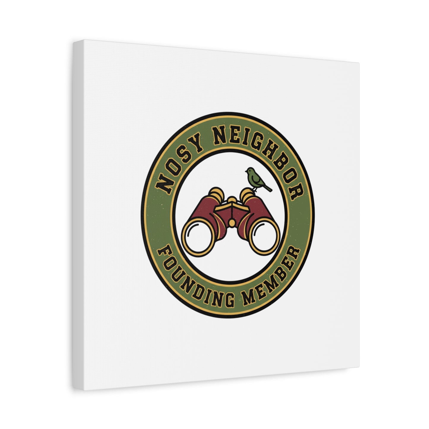 Nosy Neighbor Binoculars Logo Canvas — Retro Birding Art | Grandpa Core Country Core | Flipped Stitch