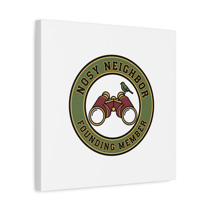 Nosy Neighbor Binoculars Logo Canvas — Retro Birding Art | Grandpa Core Country Core | Flipped Stitch