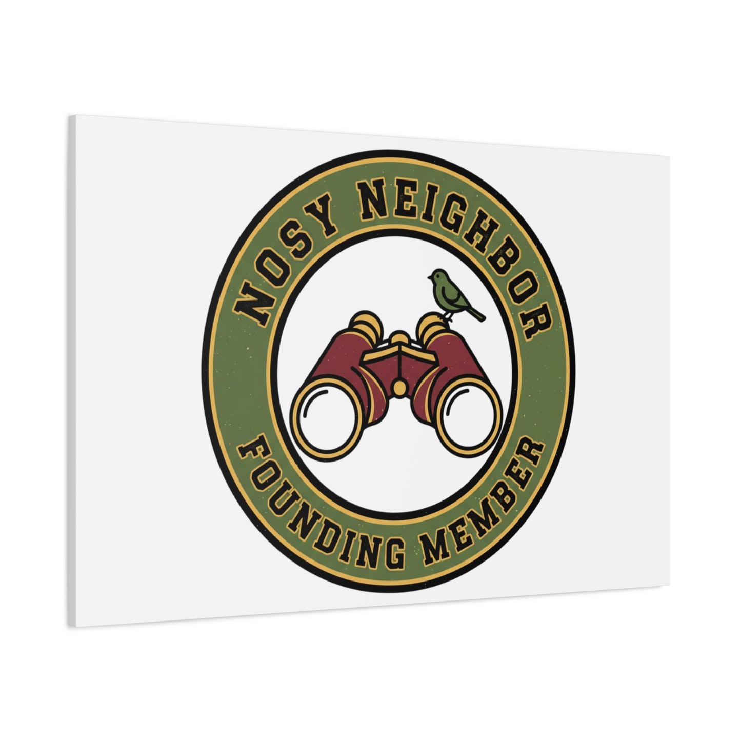 Nosy Neighbor Binoculars Logo Canvas — Retro Birding Art | Grandpa Core Country Core | Flipped Stitch