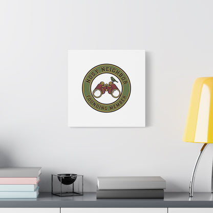 Nosy Neighbor Binoculars Logo Canvas — Retro Birding Art | Grandpa Core Country Core | Flipped Stitch