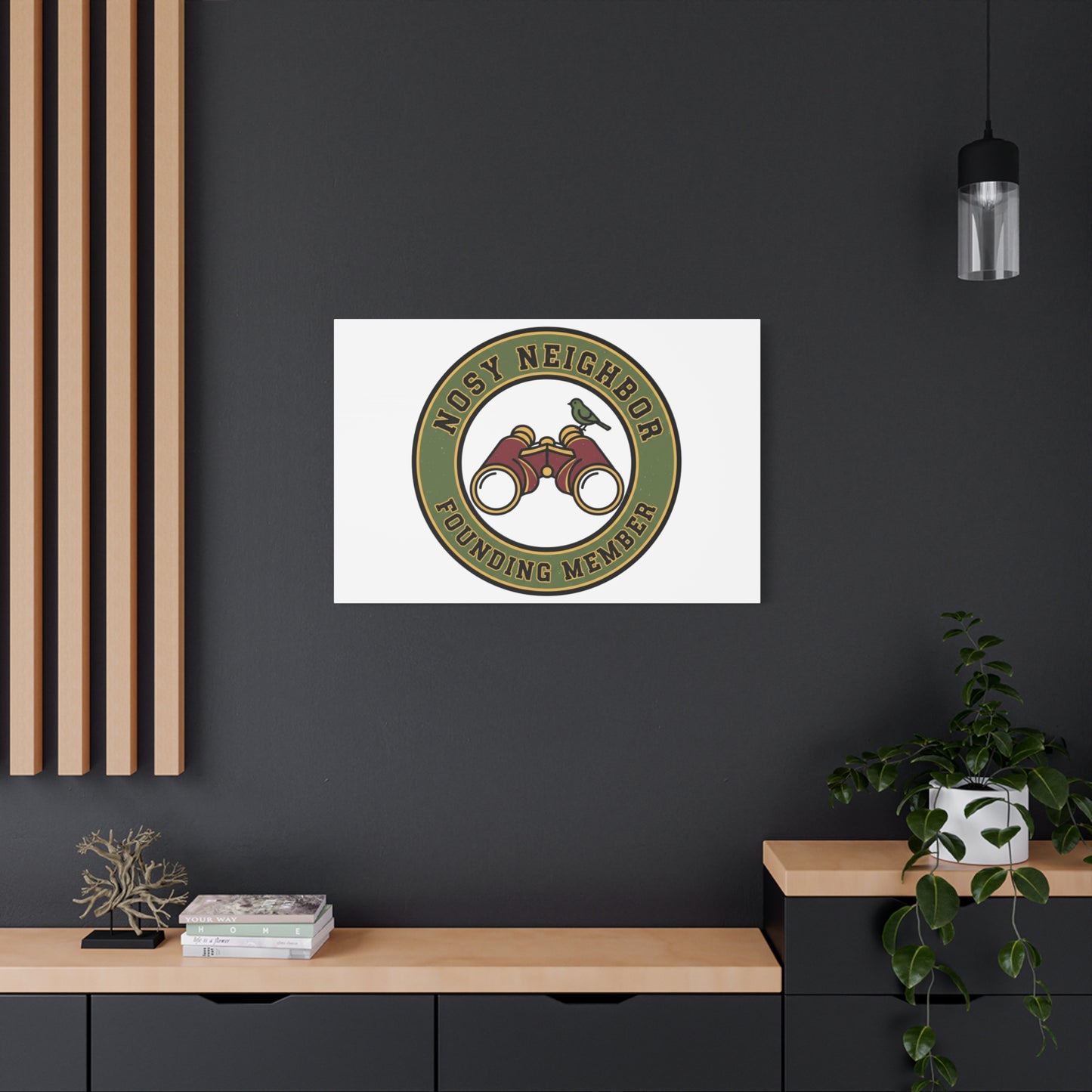 Nosy Neighbor Binoculars Logo Canvas — Retro Birding Art | Grandpa Core Country Core | Flipped Stitch