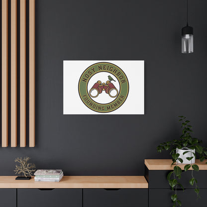 Nosy Neighbor Binoculars Logo Canvas — Retro Birding Art | Grandpa Core Country Core | Flipped Stitch