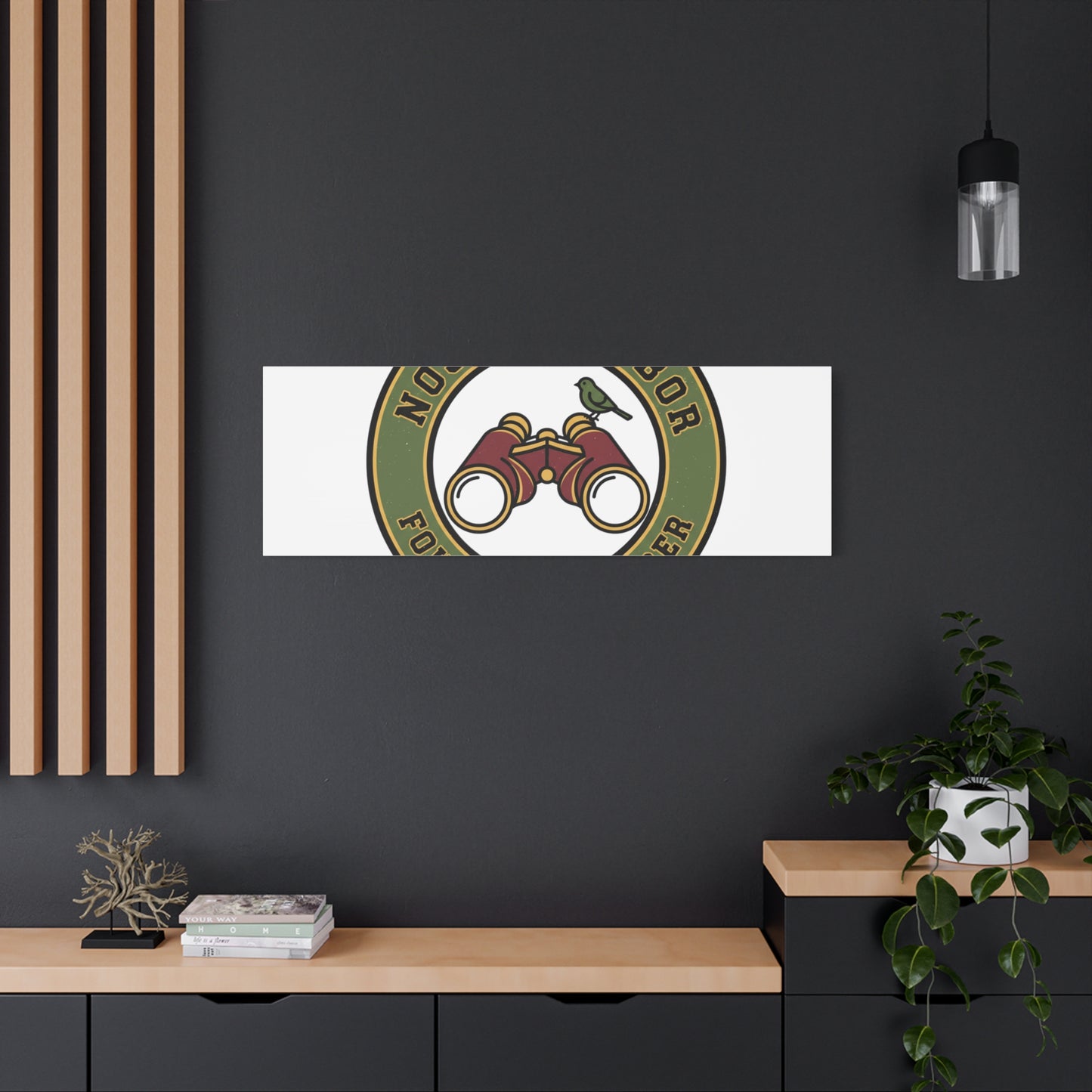 Nosy Neighbor Binoculars Logo Canvas — Retro Birding Art | Grandpa Core Country Core | Flipped Stitch