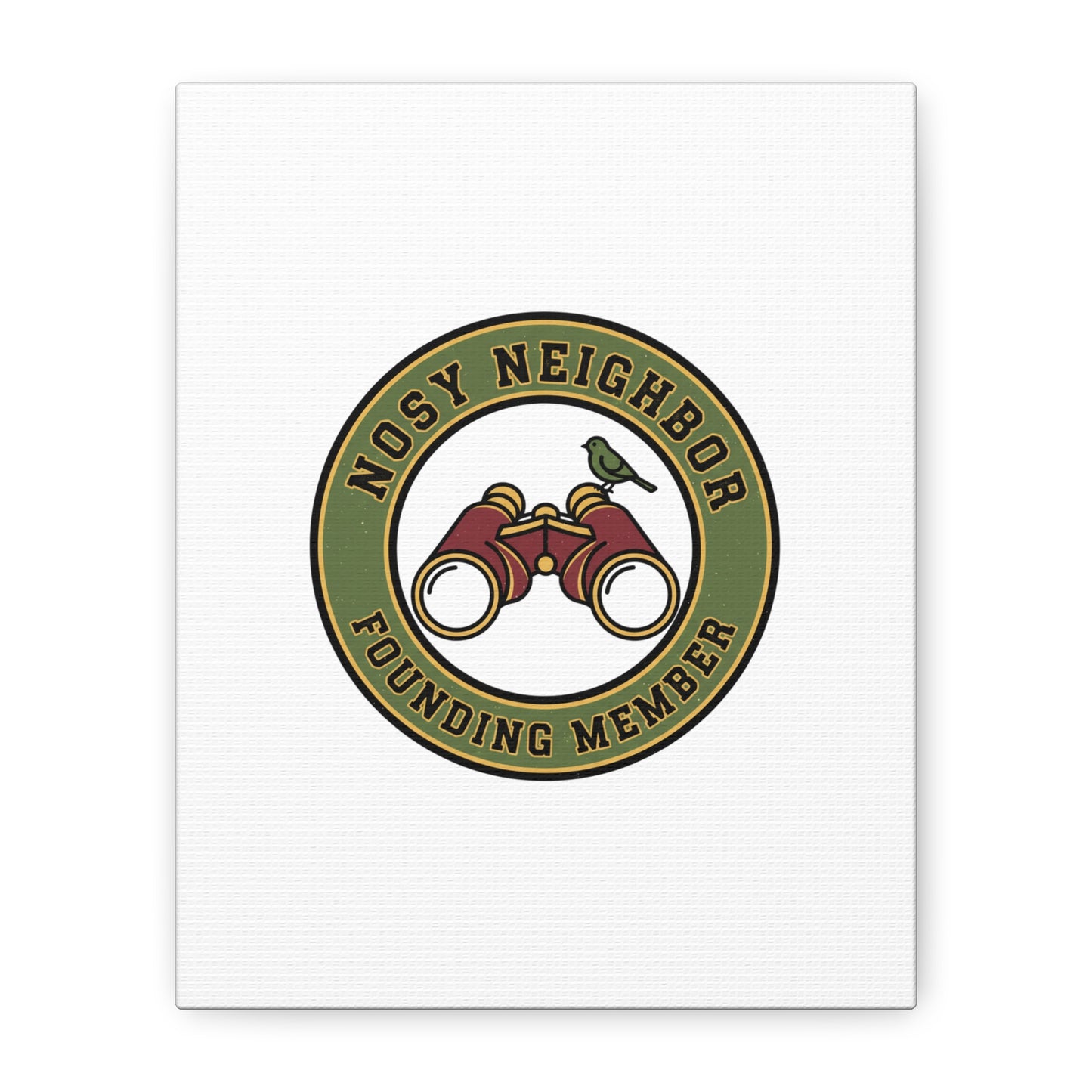 Nosy Neighbor Binoculars Logo Canvas — Retro Birding Art | Grandpa Core Country Core | Flipped Stitch