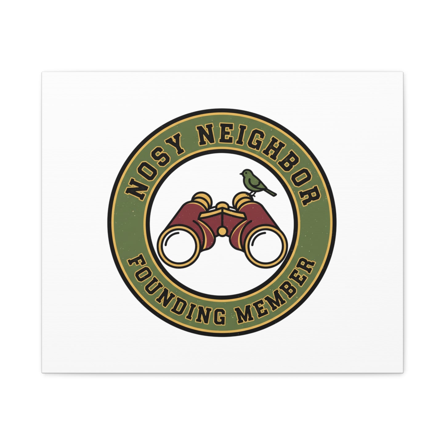 Nosy Neighbor Binoculars Logo Canvas — Retro Birding Art | Grandpa Core Country Core | Flipped Stitch