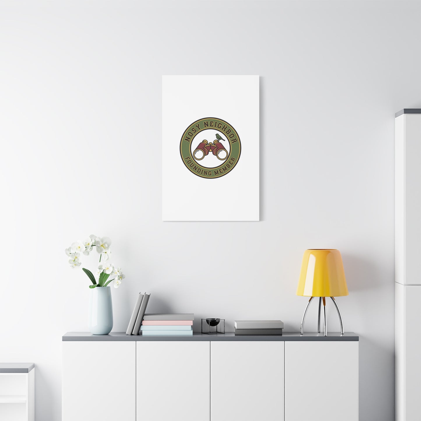 Nosy Neighbor Binoculars Logo Canvas — Retro Birding Art | Grandpa Core Country Core | Flipped Stitch
