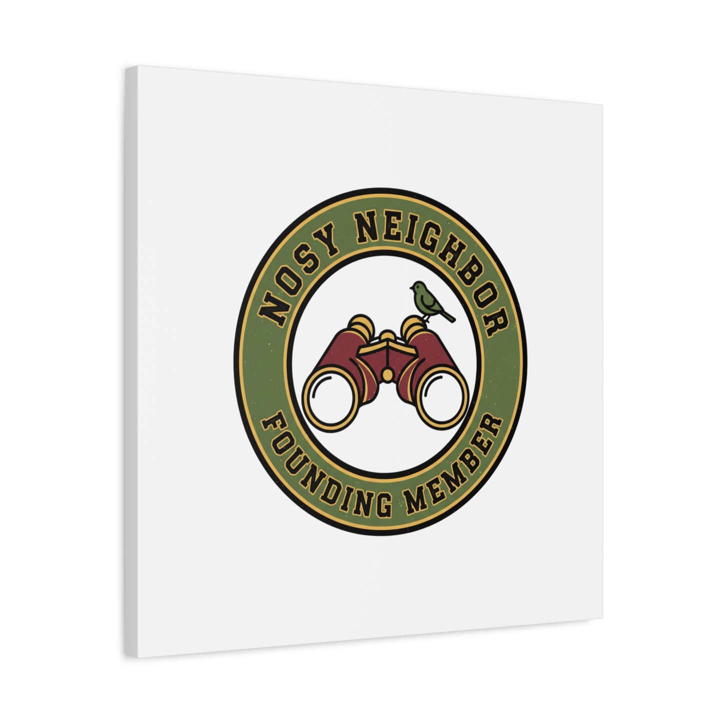 Nosy Neighbor Binoculars Logo Canvas — Retro Birding Art | Grandpa Core Country Core | Flipped Stitch