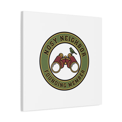 Nosy Neighbor Binoculars Logo Canvas — Retro Birding Art | Grandpa Core Country Core | Flipped Stitch
