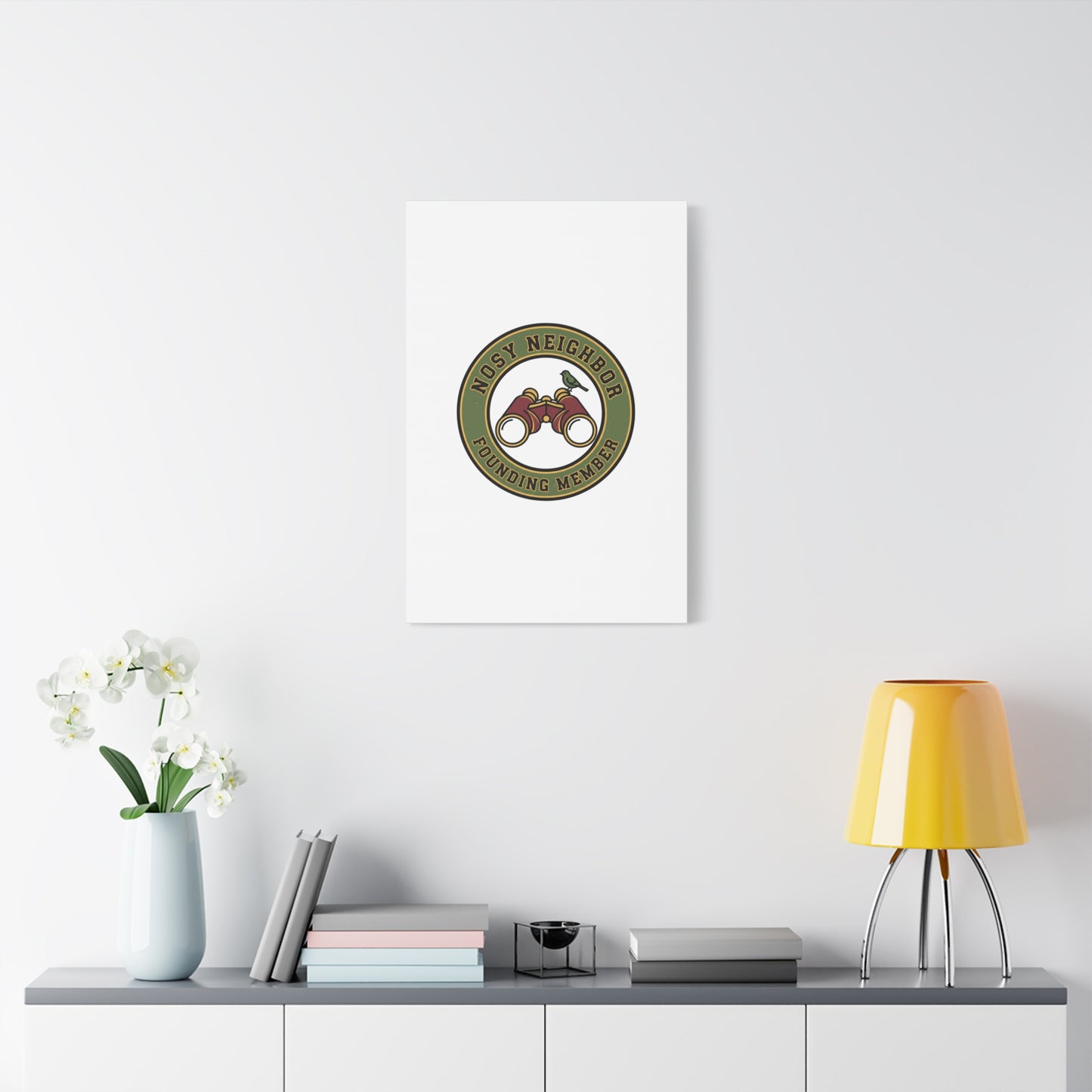 Nosy Neighbor Binoculars Logo Canvas — Retro Birding Art | Grandpa Core Country Core | Flipped Stitch