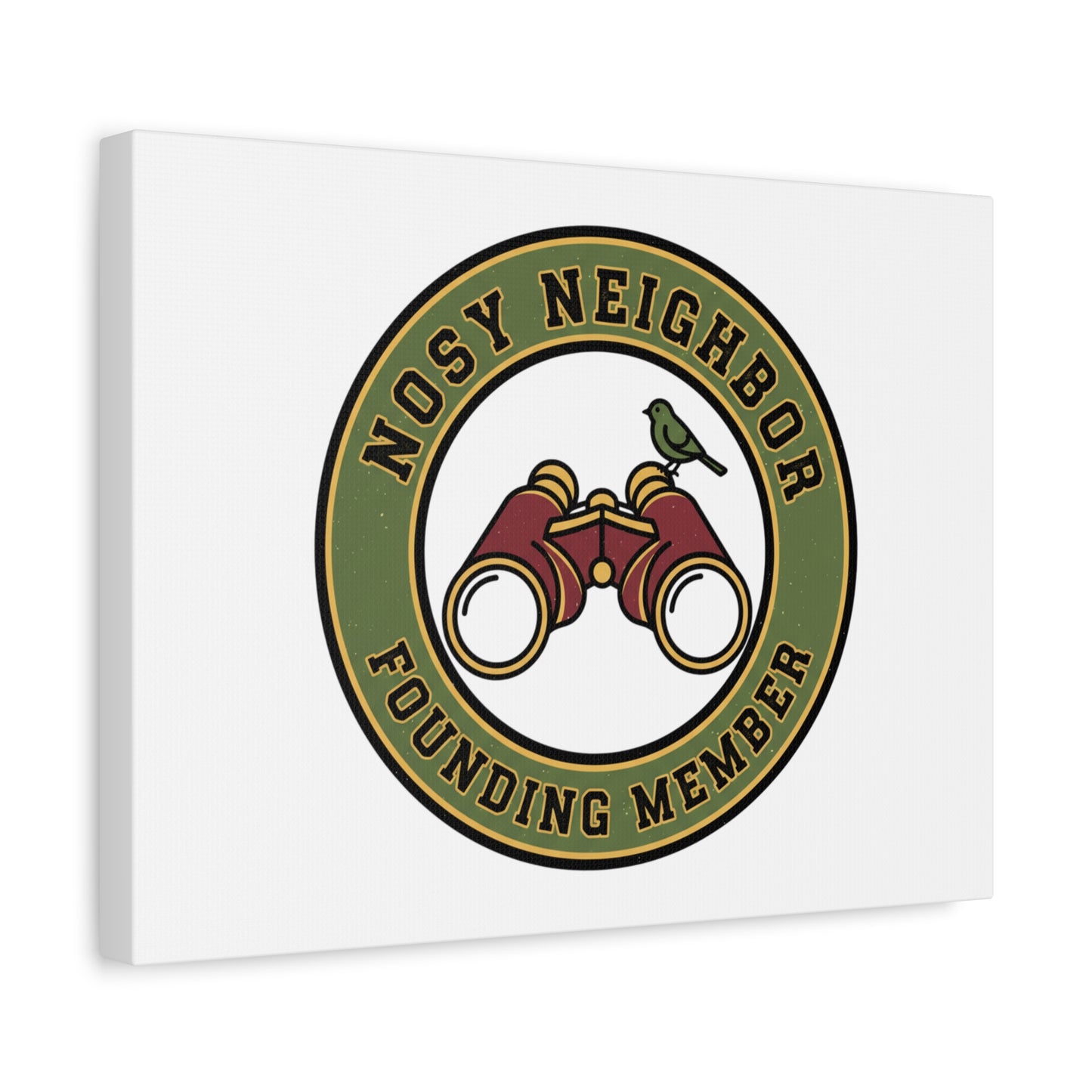 Nosy Neighbor Binoculars Logo Canvas — Retro Birding Art | Grandpa Core Country Core | Flipped Stitch