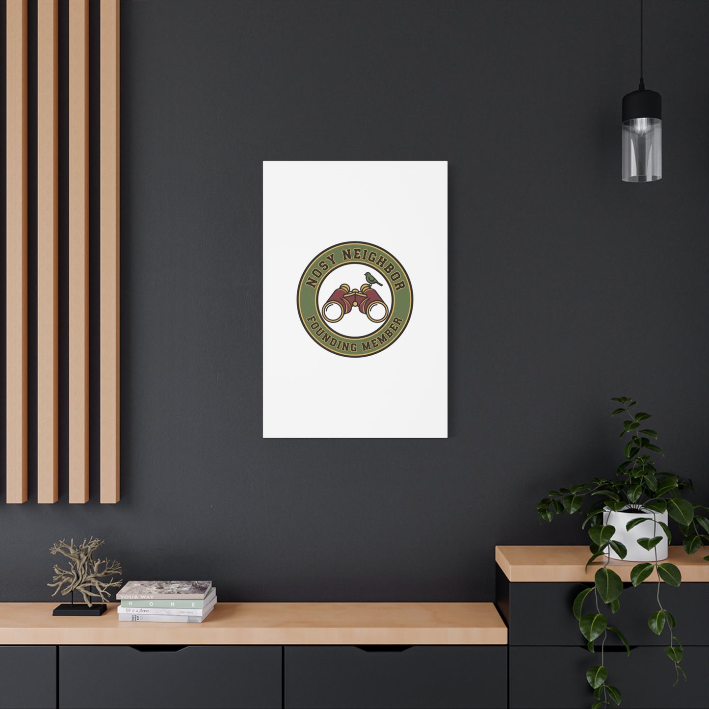 Nosy Neighbor Binoculars Logo Canvas — Retro Birding Art | Grandpa Core Country Core | Flipped Stitch
