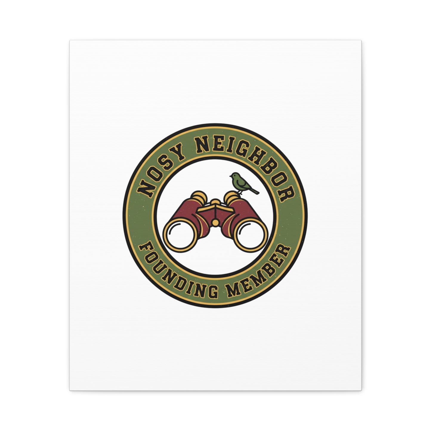 Nosy Neighbor Binoculars Logo Canvas — Retro Birding Art | Grandpa Core Country Core | Flipped Stitch