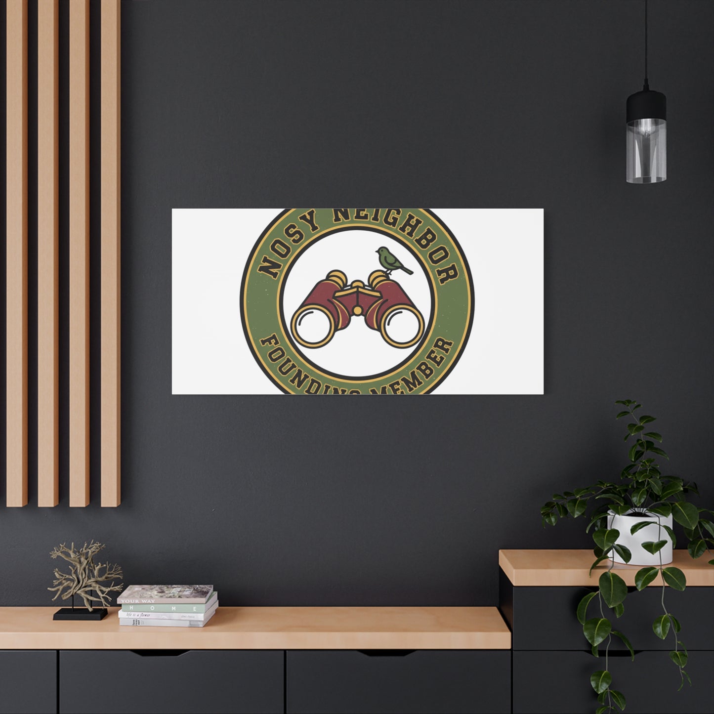 Nosy Neighbor Binoculars Logo Canvas — Retro Birding Art | Grandpa Core Country Core | Flipped Stitch