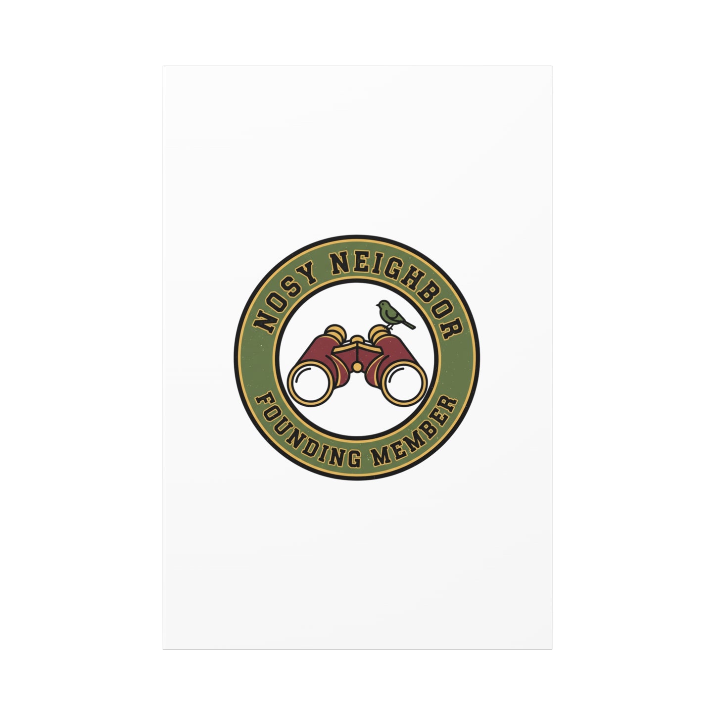 Nosy Neighbor Binoculars Logo Canvas — Retro Birding Art | Grandpa Core Country Core | Flipped Stitch
