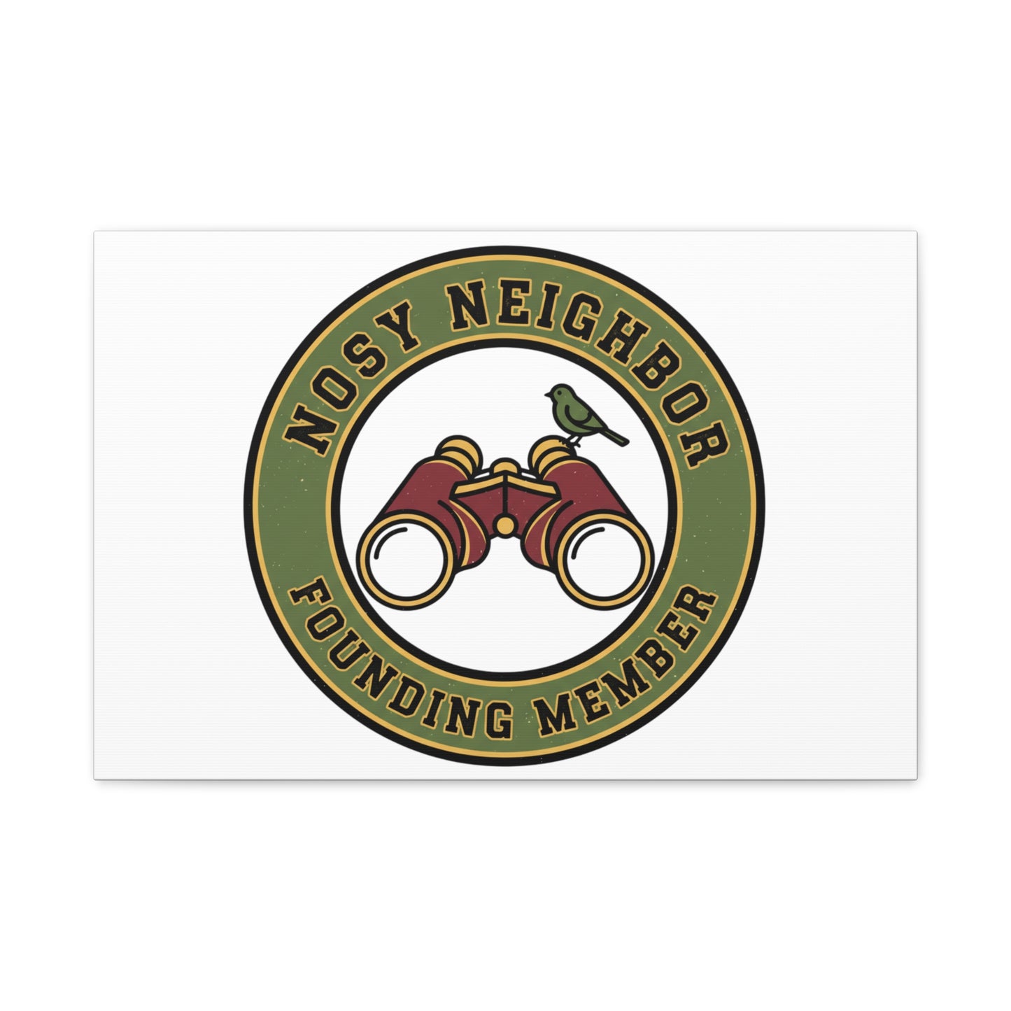 Nosy Neighbor Binoculars Logo Canvas — Retro Birding Art | Grandpa Core Country Core | Flipped Stitch