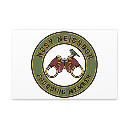 Nosy Neighbor Binoculars Logo Canvas — Retro Birding Art | Grandpa Core Country Core | Flipped Stitch