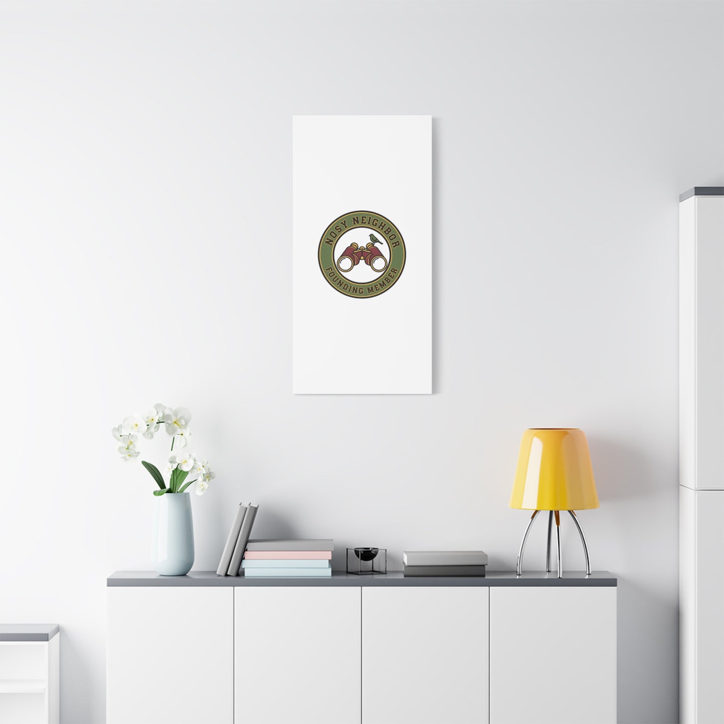 Nosy Neighbor Binoculars Logo Canvas — Retro Birding Art | Grandpa Core Country Core | Flipped Stitch
