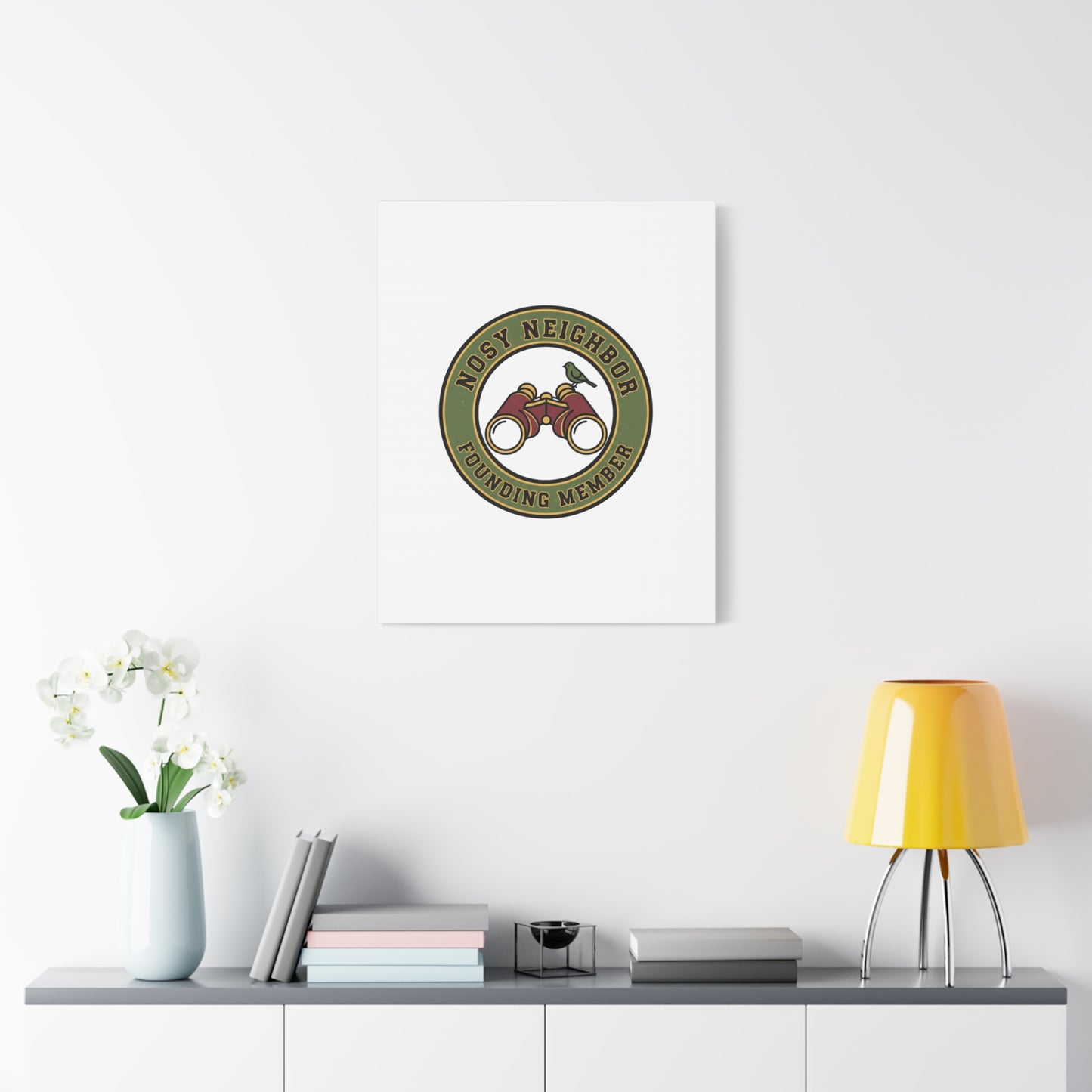 Nosy Neighbor Binoculars Logo Canvas — Retro Birding Art | Grandpa Core Country Core | Flipped Stitch
